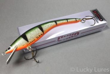 Turus Ukko Original Wobbler schwimmend, Länge: 12 cm, Farbe: Green Perch 026, mit roter Tauchschaufel